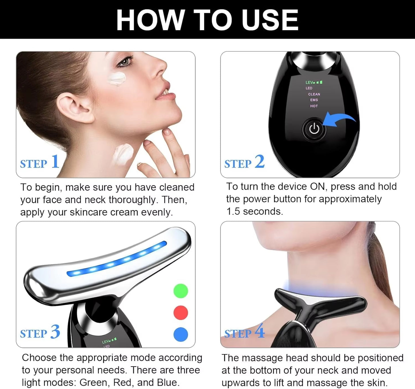 GlowLift Vibrációs és melegítő arc- és nyakmasszírozó